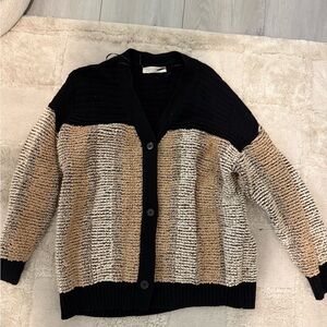 Elegant Black and Tan Women's Cardigan